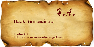 Hack Annamária névjegykártya