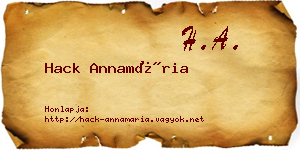 Hack Annamária névjegykártya